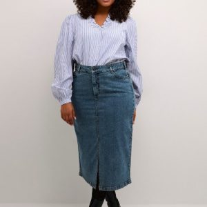 Kaffe curve nederdel i denim look